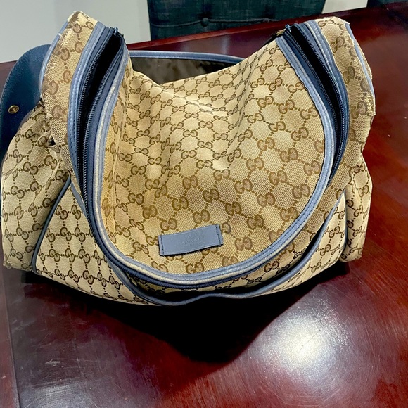 100% authentic Gucci diaper bag tan and blue - Picture 2 of 5